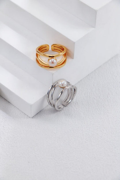 Gold Plated Pearl Orbit Open Ring