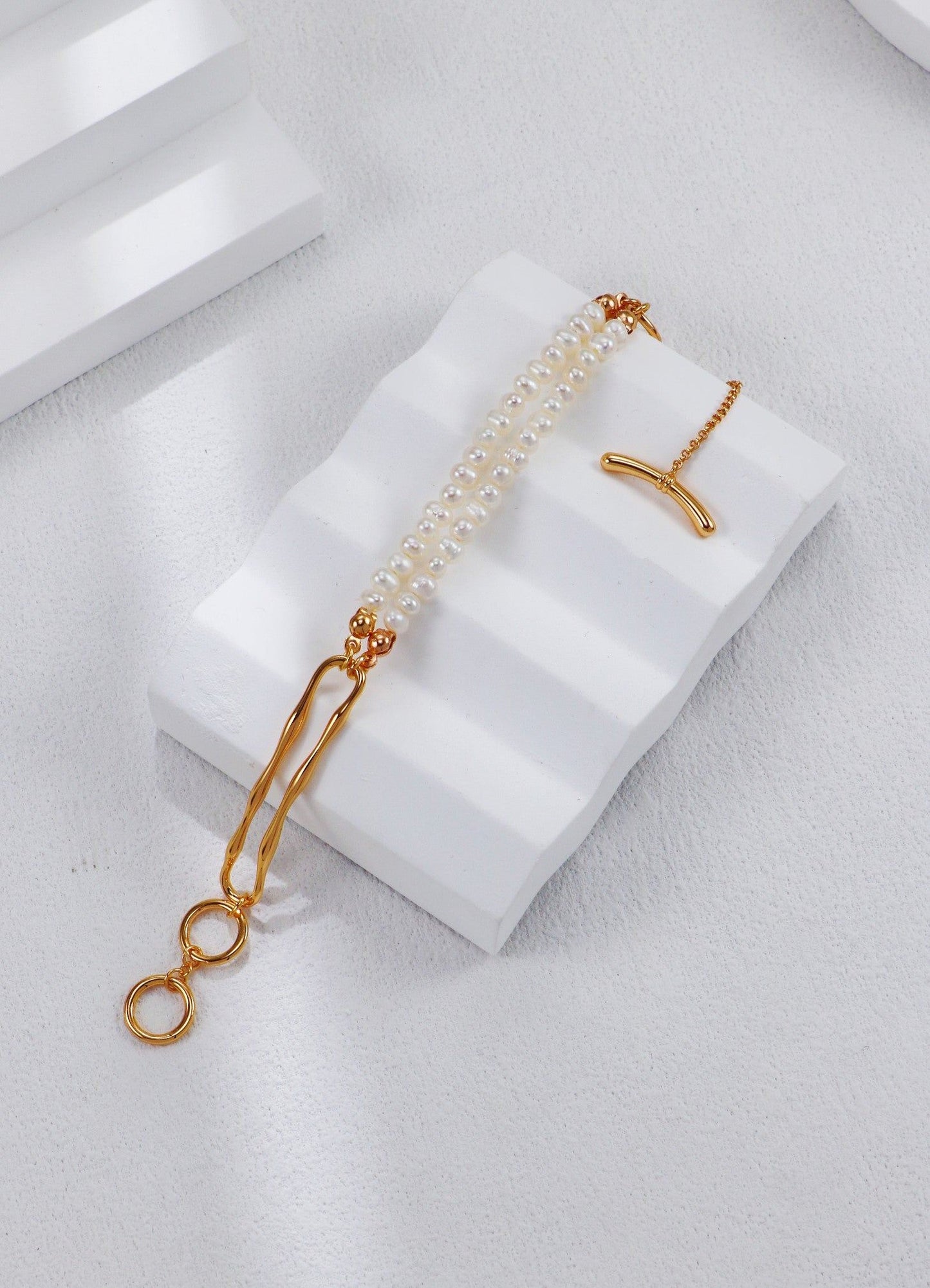 Gold Plated Pearl Link Bracelet
