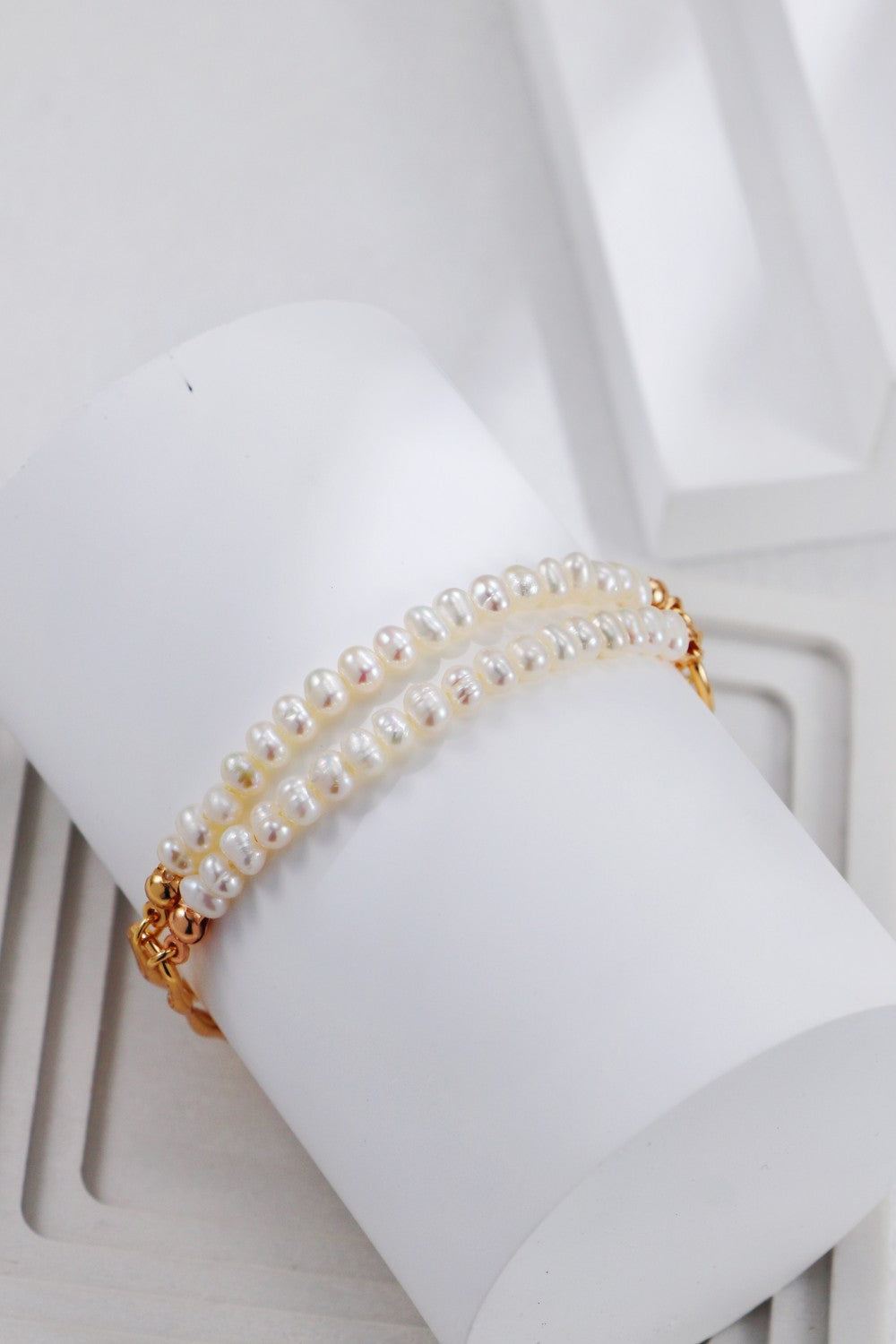 Gold Plated Pearl Link Bracelet