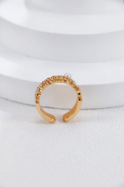 Gold Plated Pearl Ridge Open Ring