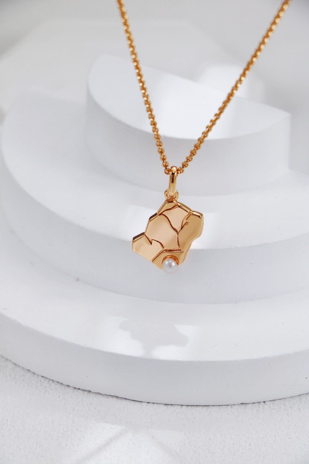 Gold Plated Pearl Ridge Necklace