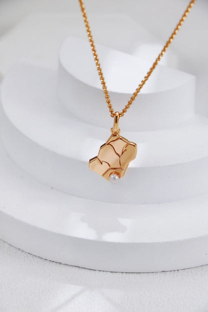 Gold Plated Pearl Ridge Necklace