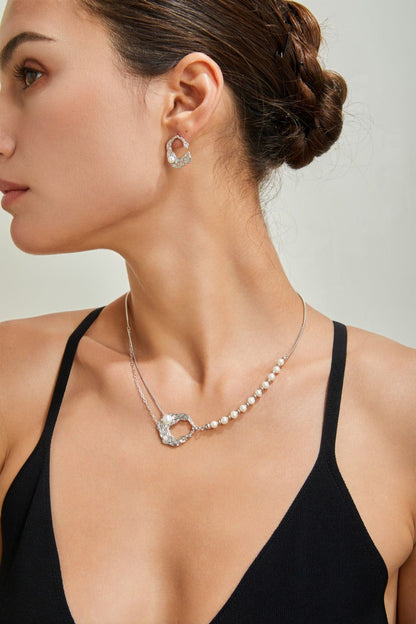 Silver Pearl Mosaic Necklace