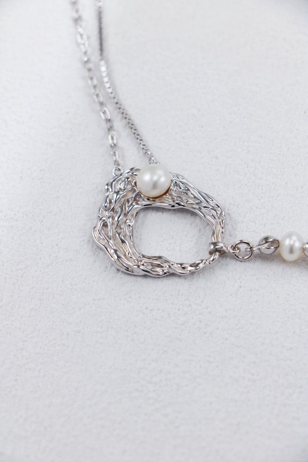 Silver Pearl Mosaic Necklace