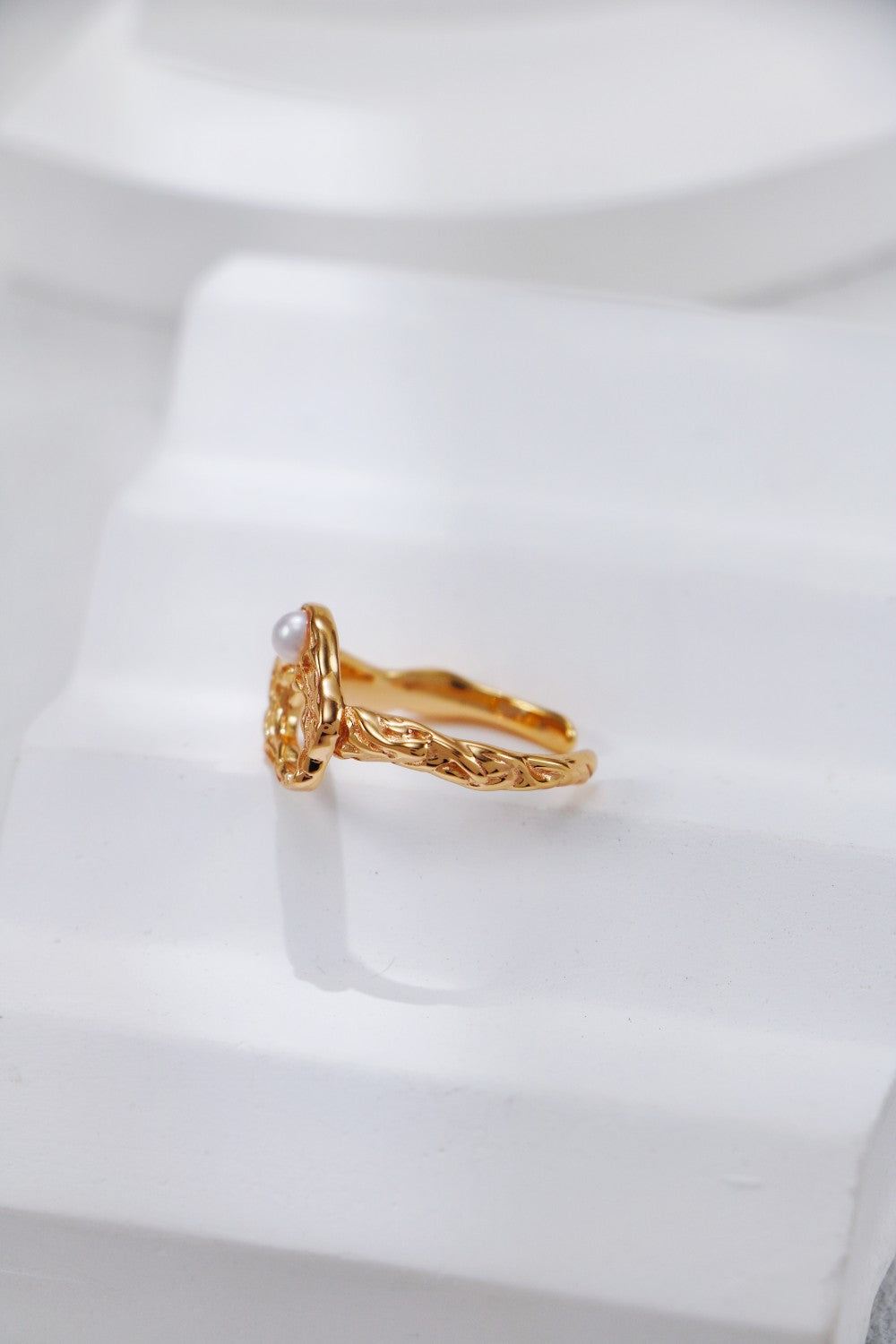 Gold Plated Pearl Mosaic Open Ring