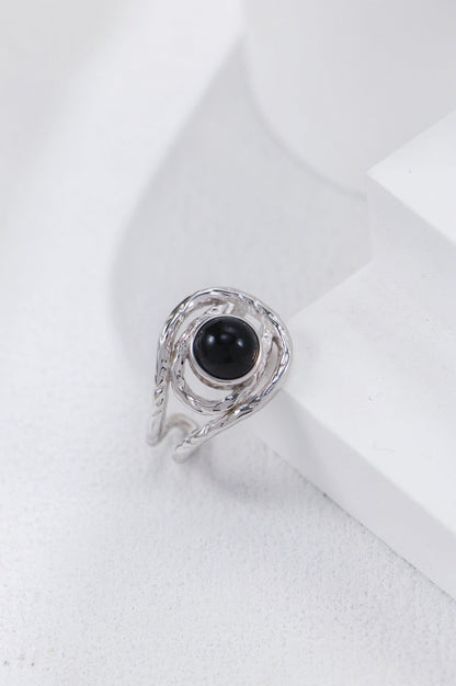 Silver Midnight Swirl Open Ring