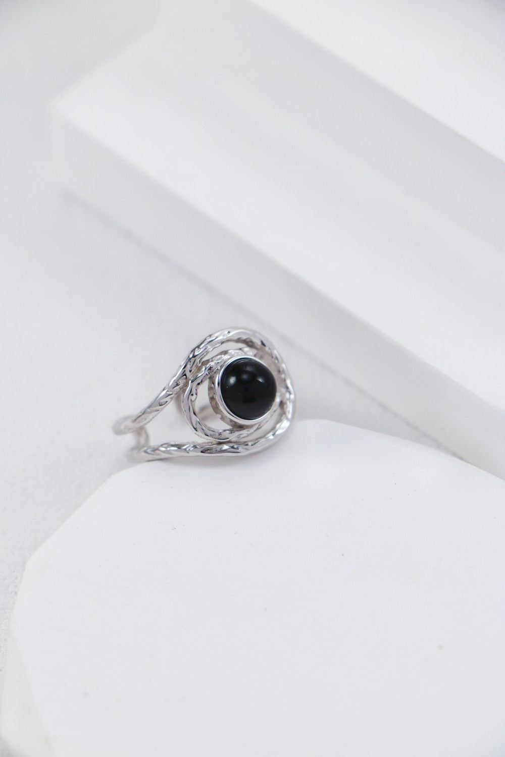 Silver Midnight Swirl Open Ring