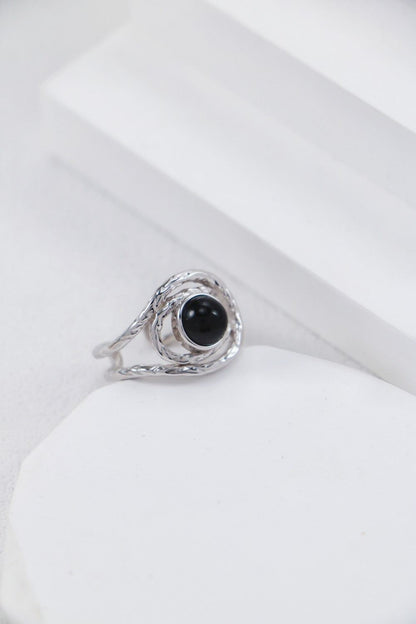 Silver Midnight Swirl Open Ring