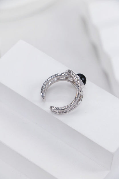 Silver Midnight Swirl Open Ring