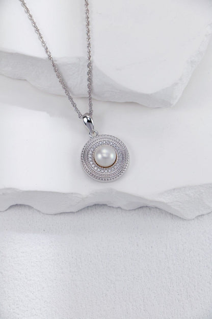 Silver Pearl Halo Necklace