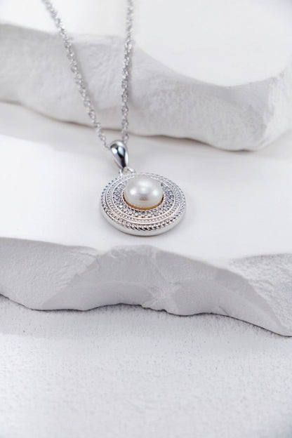 Silver Pearl Halo Necklace