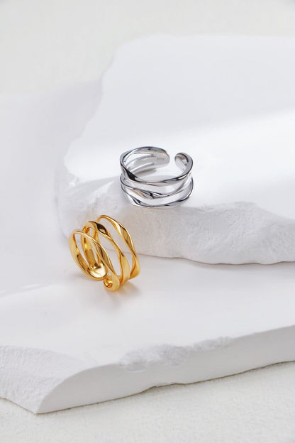 Gold Plated Serpentine Arc Open Ring
