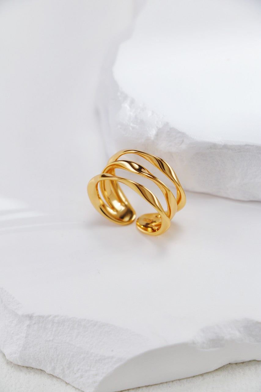 Gold Plated Serpentine Arc Open Ring