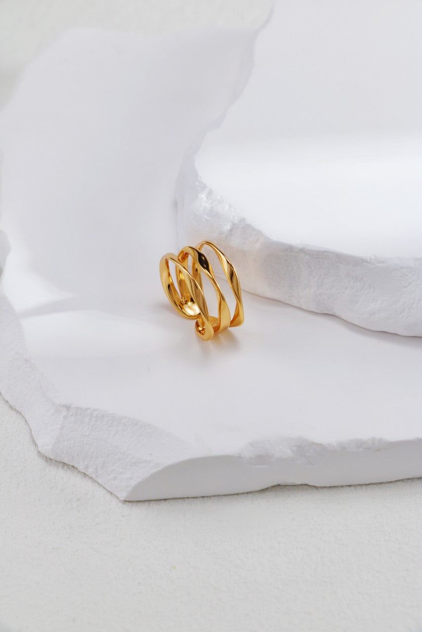 Gold Plated Serpentine Arc Open Ring