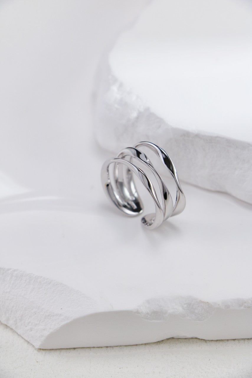 Silver Serpentine Arc Open Ring