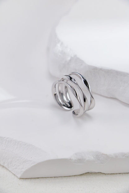 Silver Serpentine Arc Open Ring