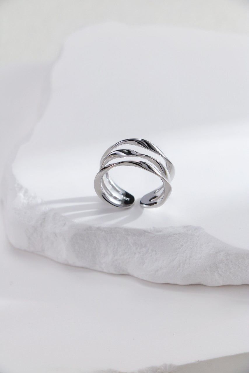 Silver Serpentine Arc Open Ring