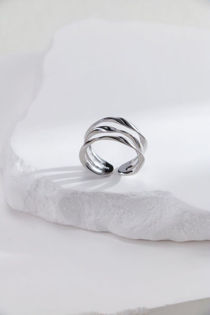Silver Serpentine Arc Open Ring