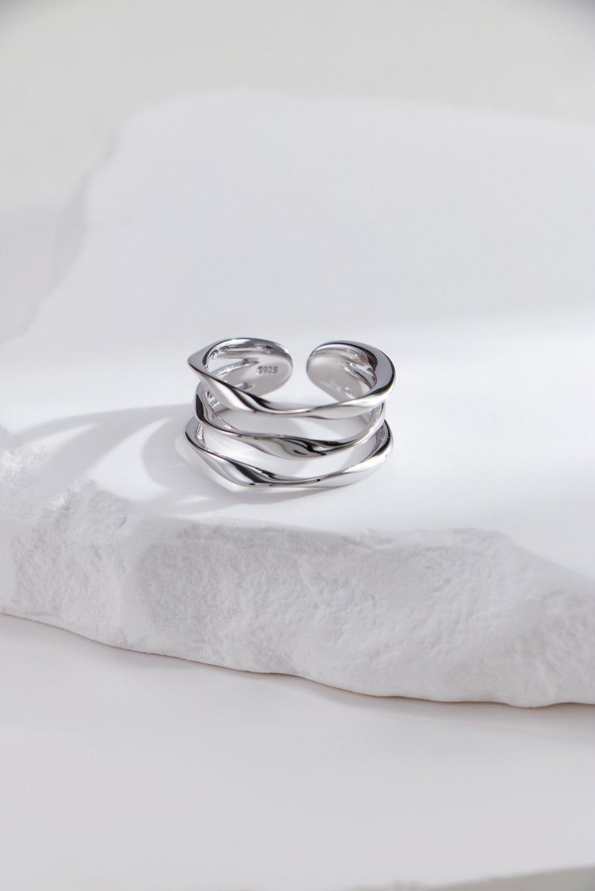 Silver Serpentine Arc Open Ring