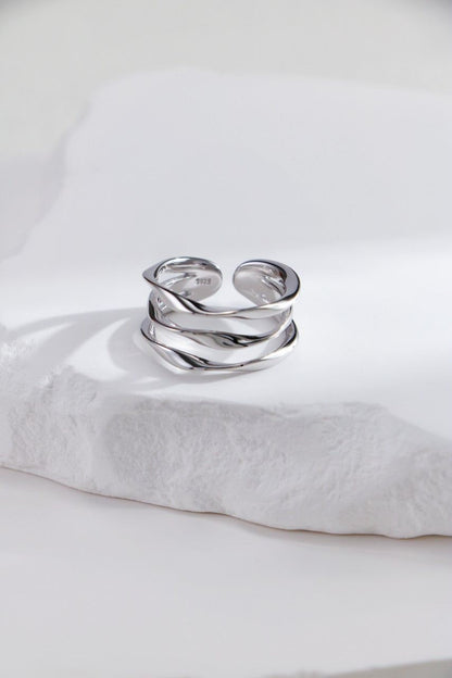 Silver Serpentine Arc Open Ring