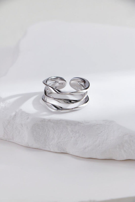 Silver Serpentine Arc Open Ring
