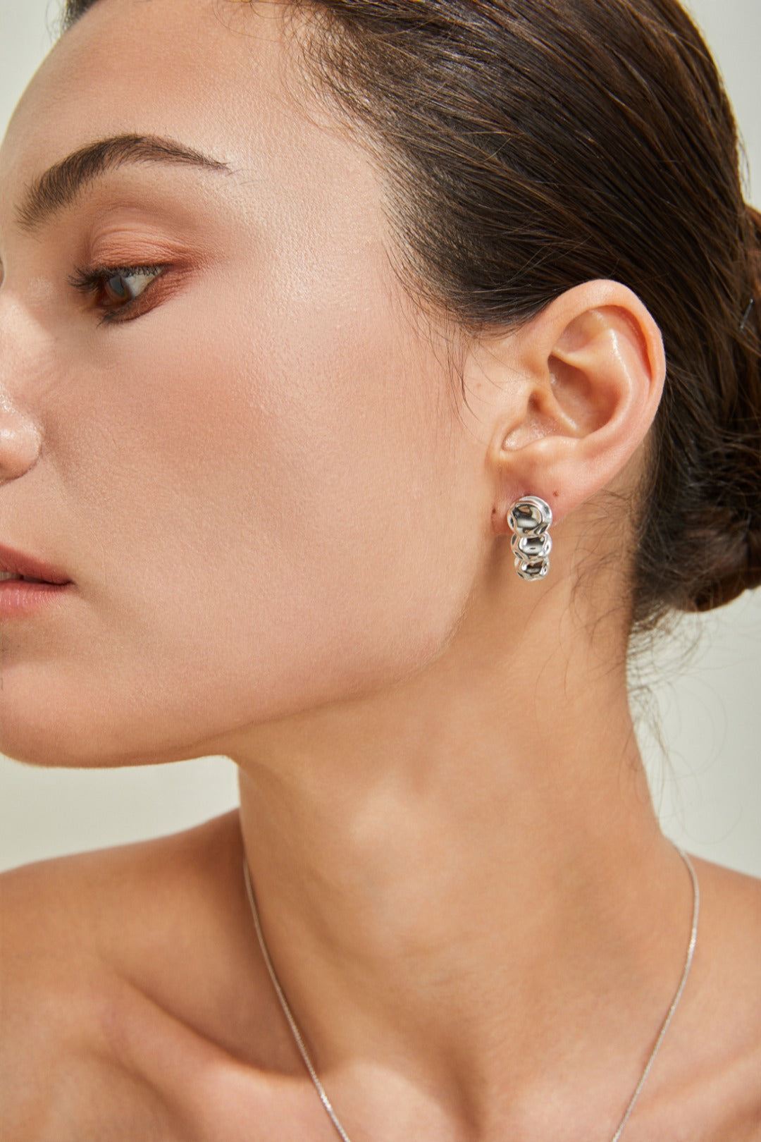 Silver Rippled Stacks Earrings