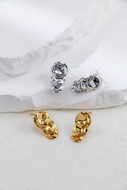 Silver Rippled Stacks Earrings