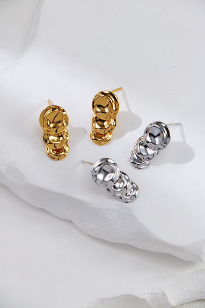 Silver Rippled Stacks Earrings