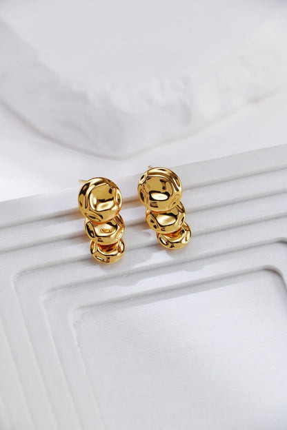 Gold Plated Rippled Stacks Earrings