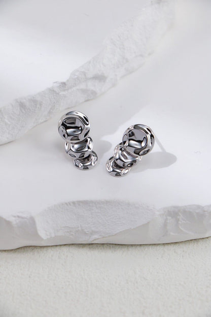 Silver Rippled Stacks Earrings