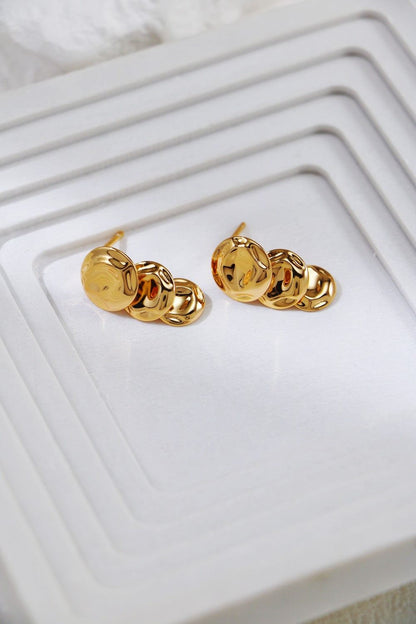 Gold Plated Rippled Stacks Earrings
