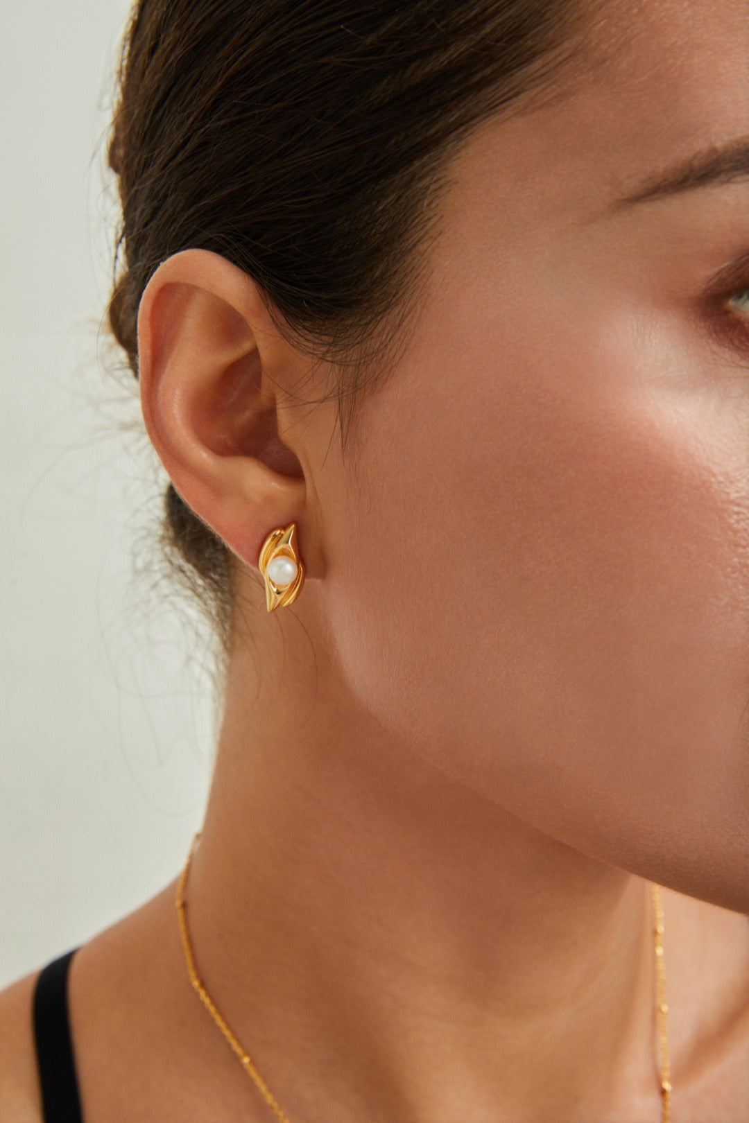 Gold Plated Pearl Tendril Earrings