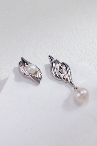 Silver Pearl Tendril Earrings