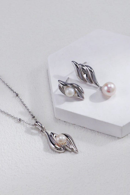 Silver Pearl Tendril Earrings