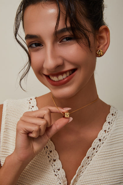 Gold Plated Smiley Dice Necklace