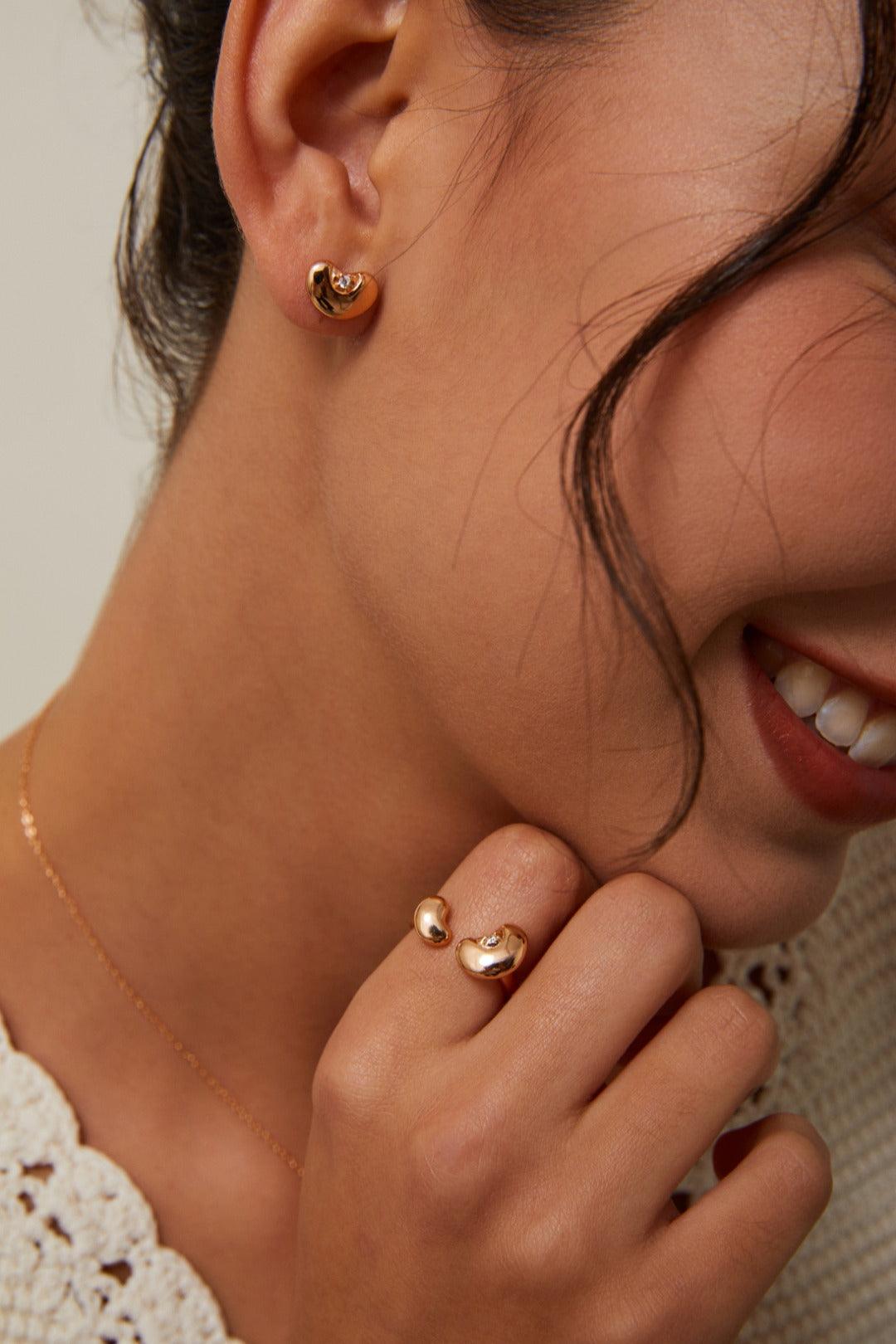 Gold Plated Zirconia Heart Shape Adjustable Rings