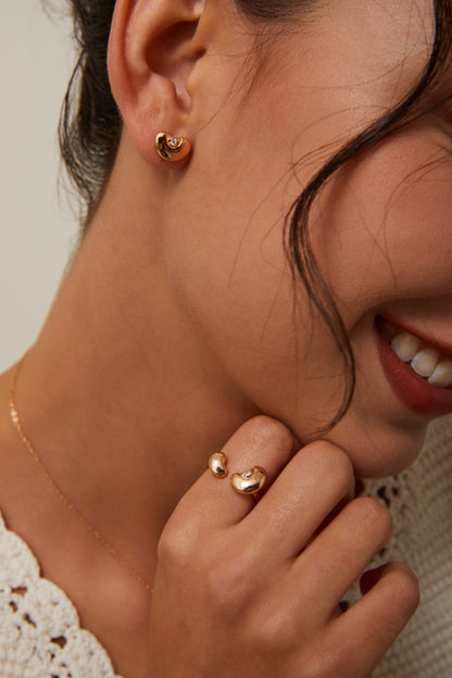 Gold Plated Zirconia Heart Shape Adjustable Rings