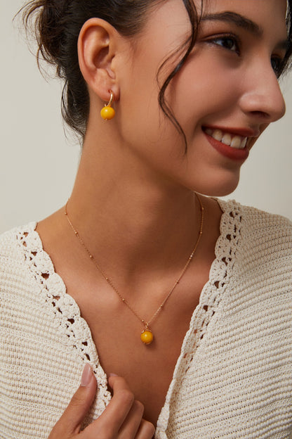 Gold Plated Single Amber Necklace