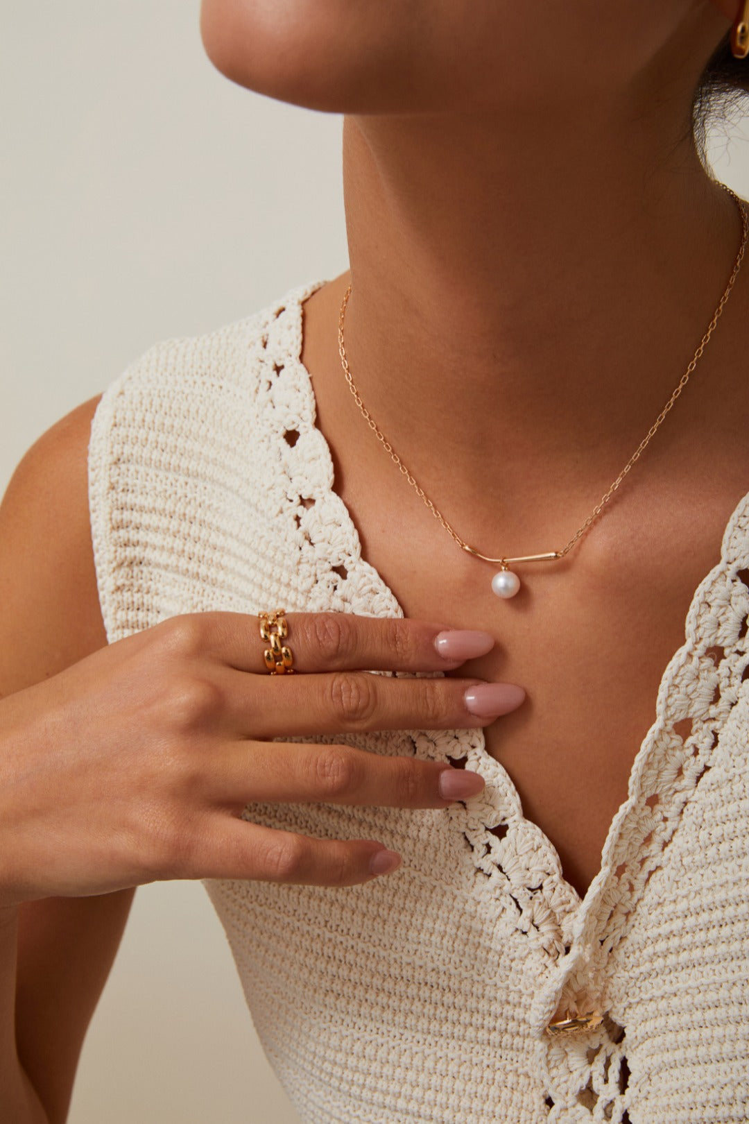 Gold Plated Chain Open Ring