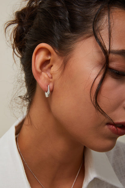 Silver U Shape Hoop Earrings